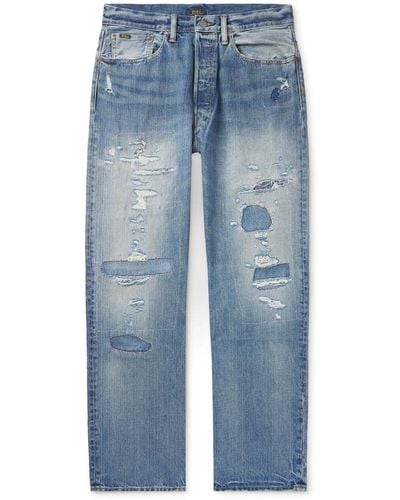 Polo Ralph Lauren Straight-leg Distressed Jeans - Blue