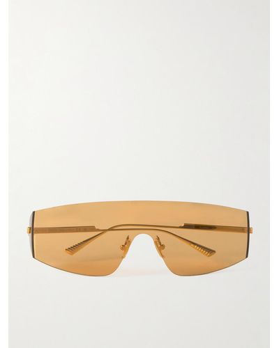 Bottega Veneta Goldfarbene Sonnenbrille mit D-Rahmen - Natur