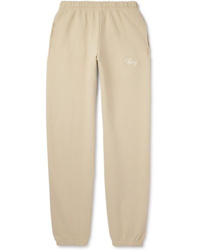 CHERRY LA Straight-leg Logo-embroidered Cotton-jersey Sweatpants - Natural