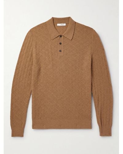 MR P. Honeycomb-knit Wool Polo Shirt - Brown