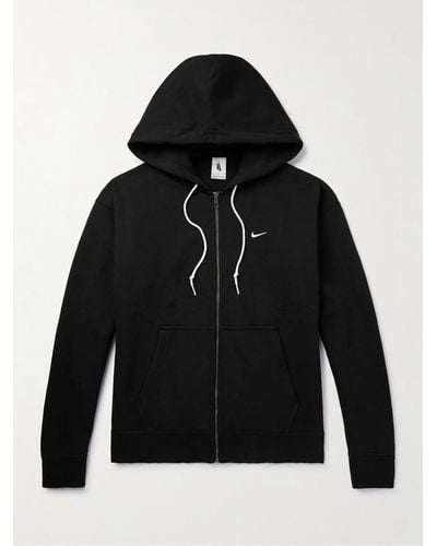 Nike Kapuzenjacke aus Jersey aus einer Baumwollmischung mit Reißverschluss und Logostickerei - Schwarz