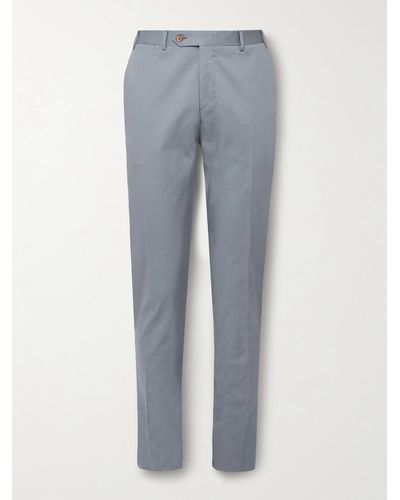 Canali Kei Slim-fit Cotton-blend Suit Trousers - Grey