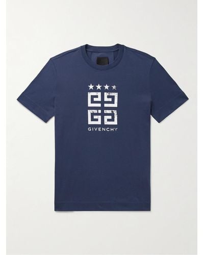 Givenchy 4G T-Shirt aus Baumwoll-Jersey mit Logoprint - Blau