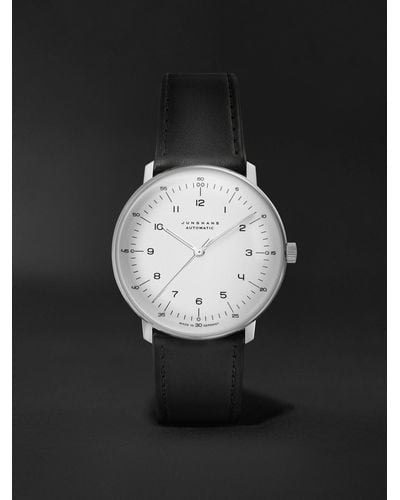 Junghans Max Bill Automatic 38mm Stainless Steel And Leather Watch - Black