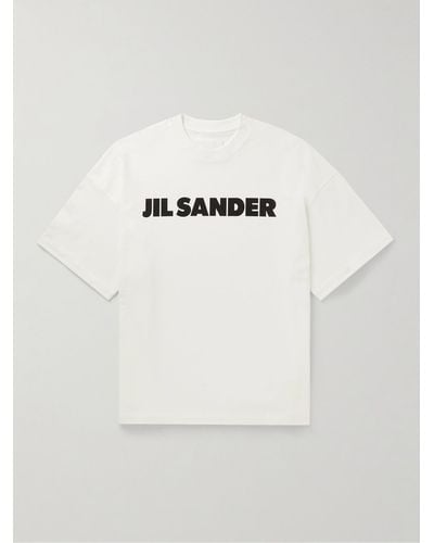 Jil Sander T-shirt in jersey di cotone con logo stampato - Neutro