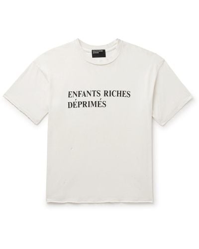 Enfants Riches Deprimes Distressed Logo-printed Cotton-jersey T-shirt - White