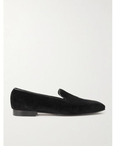 George Cleverley Windsor Leather-trimmed Cashmere Loafers - Black