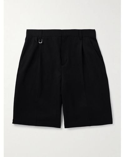 Jacquemus Melo Straight-leg Pleated Grain De Poudre Wool Bermuda Shorts - Black