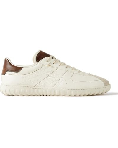 Berluti Sneaker Scritto Suede-trimmed Venezia Leather Sneakers - White