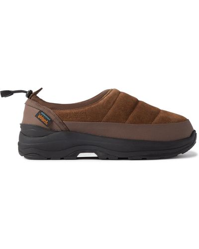Suicoke Pepper-sev Leather-trimmed Quilted Suede Slip-on Sneakers - Brown