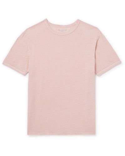 Officine Generale Garment-dyed Linen-blend T-shirt - Pink