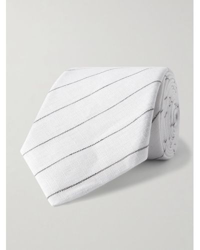 Brunello Cucinelli Gestreifte Krawatte aus Leinen - Grau