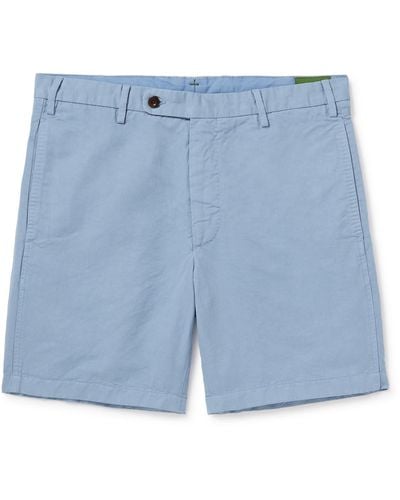 Sid Mashburn Sport Straight-leg Garment-dyed Cotton And Linen-blend Twill Shorts - Blue