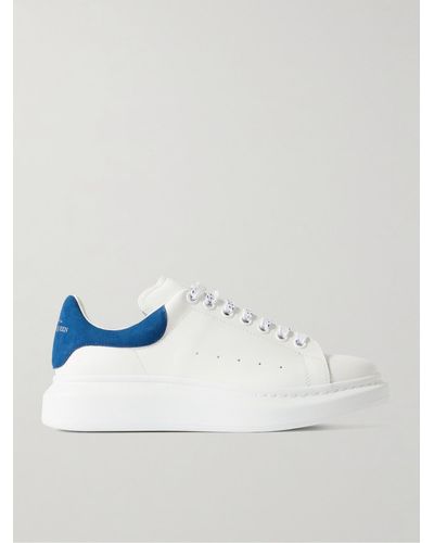 Alexander McQueen Exaggerated-Sole Suede-trimmed Leather Trainers - Blue