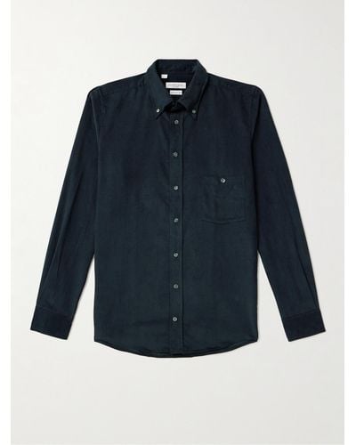 Richard James Button-down Collar Cotton-corduroy Shirt - Blue