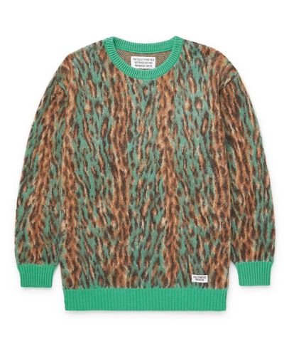 Wacko Maria Leopard-jacquard Sweater - Green