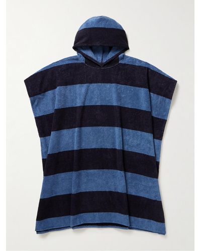 ARKET Jemima Striped Cotton-terry Hooded Poncho - Blue