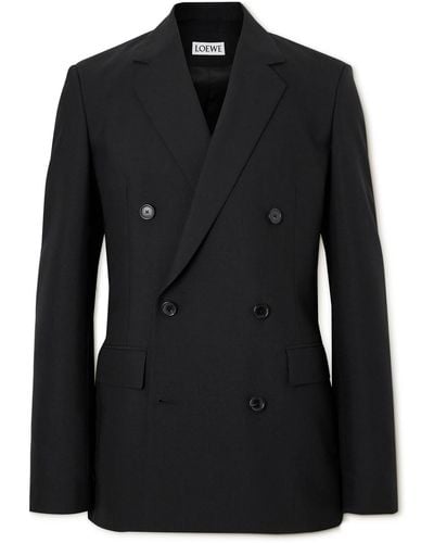 Loewe Double-breasted Wool And Mohair-blend Suit Jacket - Black
