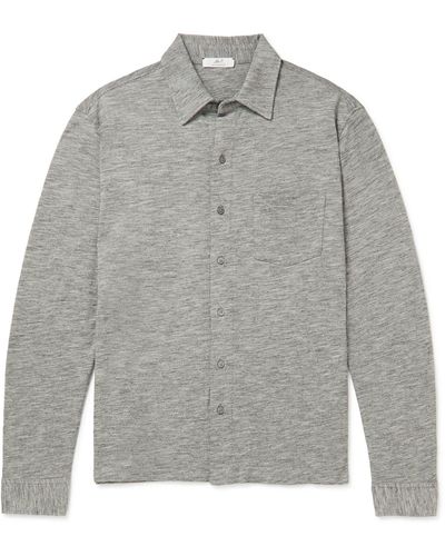 MR P. Mélange Organic Cotton-piqué Shirt - Gray