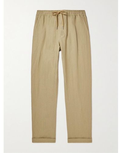 Caruso Straight-leg Linen Drawstring Trousers - Natural