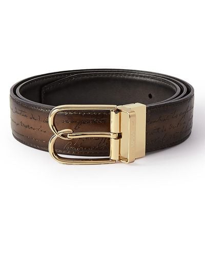 Berluti B Volute Scritto 3.5cm Venezia Leather Belt - Black