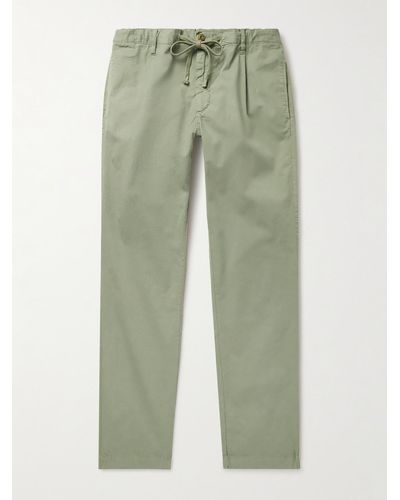 Hartford Pantaloni slim-fit a gamba dritta in cotone con coulisse Tanker - Verde