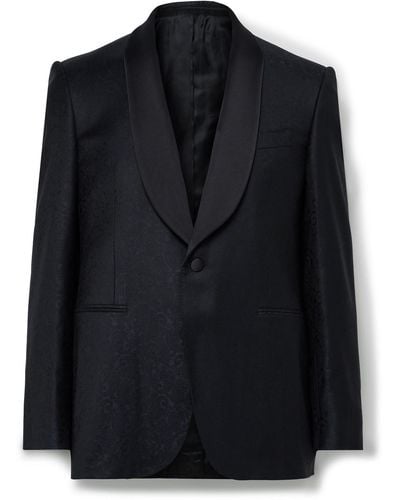 Canali Satin-trimmed Paisley-jacquard Wool-blend Tuxedo Jacket - Black