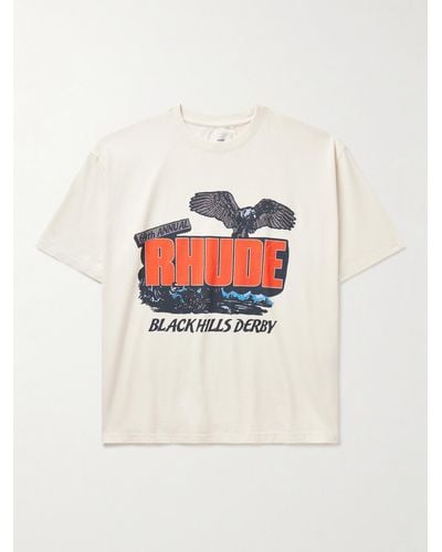 Rhude Black Hills Rally Logo-print Cotton-jersey T-shirt - White