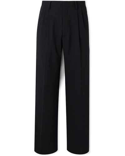 AURALEE Straight-leg Pleated Wool Pants - Black