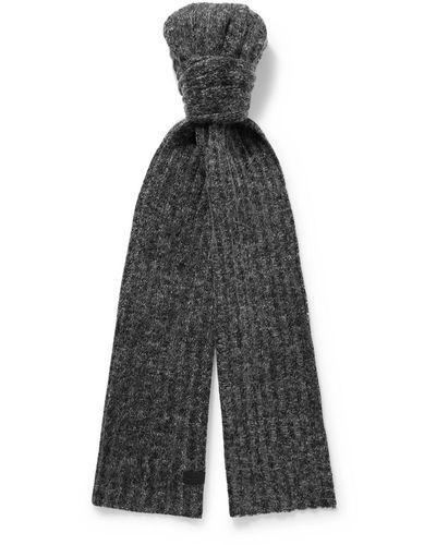 Saint Laurent Ribbed Wool-blend Scarf - Gray