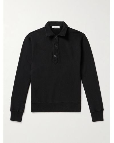 Save Khaki Fleece-back Supima Cotton-jersey Polo Shirt - Black