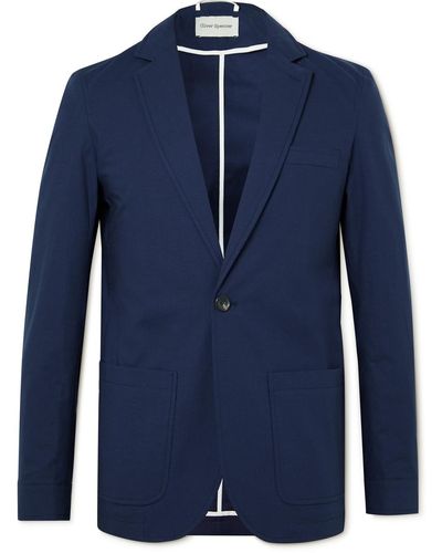 Oliver Spencer Fairway Unstructured Cotton-blend Suit Jacket - Blue