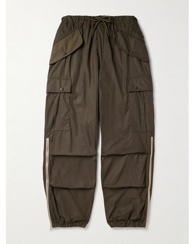 Dries Van Noten Straight-leg Zip-detailed Nylon-twill Drawstring Cargo Trousers - Green