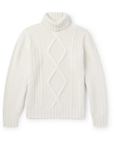 Brunello Cucinelli Cable-knit Cashmere Rollneck Sweater - White