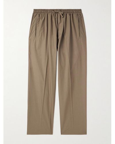Umit Benan Straight-leg Cotton-poplin Drawstring Pants - Natural