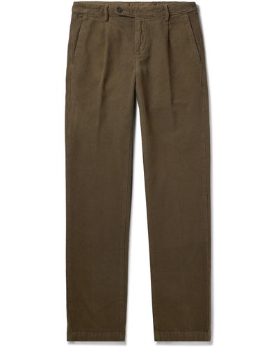 Massimo Alba Ionio2 Straight-leg Pleated Cotton Pants - Green