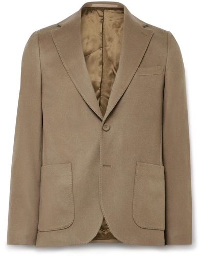 Officine Generale Arthus Wool And Cashmere-blend Suit Jacket - Brown