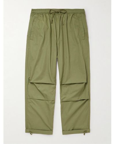 Universal Works Parachute Straight-leg Cotton-twill Drawstring Trousers - Green