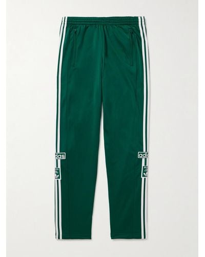 adidas Originals Straight-leg Logo-embroidered Striped Jersey Joggers - Green