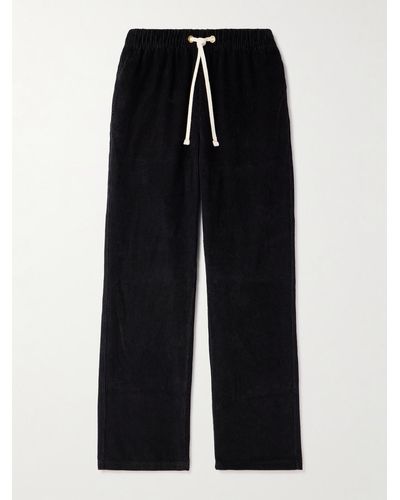 Les Tien Straight-leg Cotton-corduroy Drawstring Trousers - Black