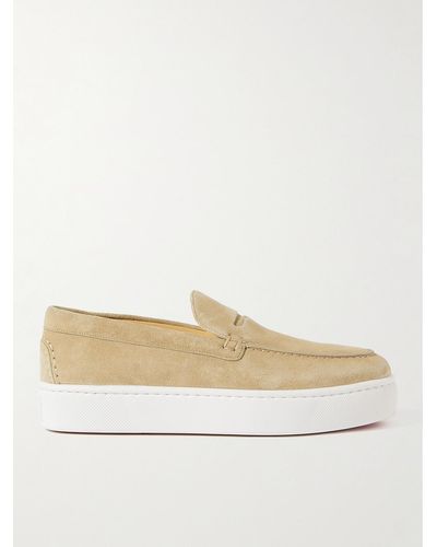 Christian Louboutin Paqueboat Suede Boat Shoes - Natural