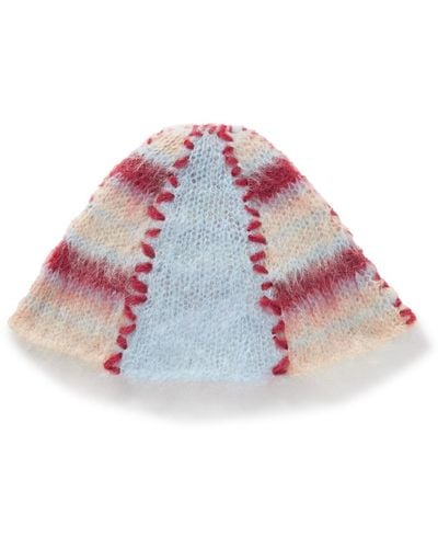Marni Brushed Striped Mohair-blend Bucket Hat - Pink
