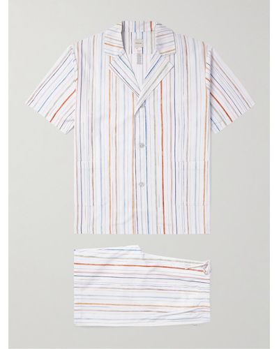Paul Smith Camp-collar Striped Organic Cotton-poplin Pyjama Set - White