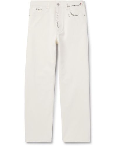Marni Straight-leg Logo-embroidered Cotton-drill Pants - White