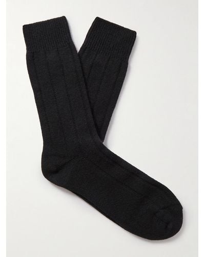 Anderson & Sheppard Ribbed-knit Socks - Black