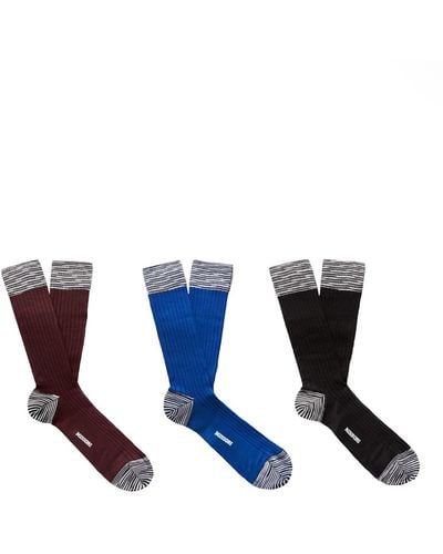 Missoni Set Of Three Ribbed Cotton-blend Socks - Blue