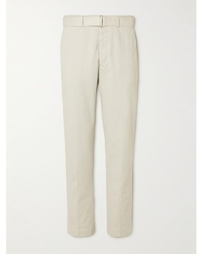 Officine Generale Straight-leg Belted Cotton-twill Trousers - Natural