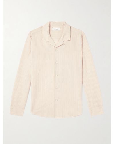 MR P. Convertible-collar Striped Cotton And Linen-blend Voile Shirt - Natural