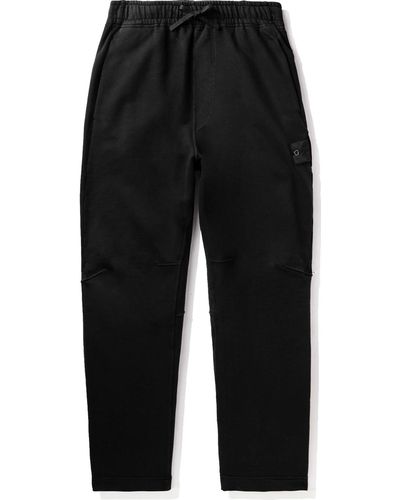 Stone Island Shadow Project Straight-leg Logo-appliquéd Cotton-jersey Sweatpants - Black