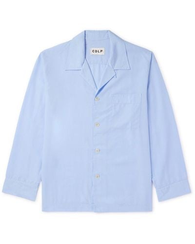 CDLP Camp-collar Lyocell Pajama Shirt - Blue
